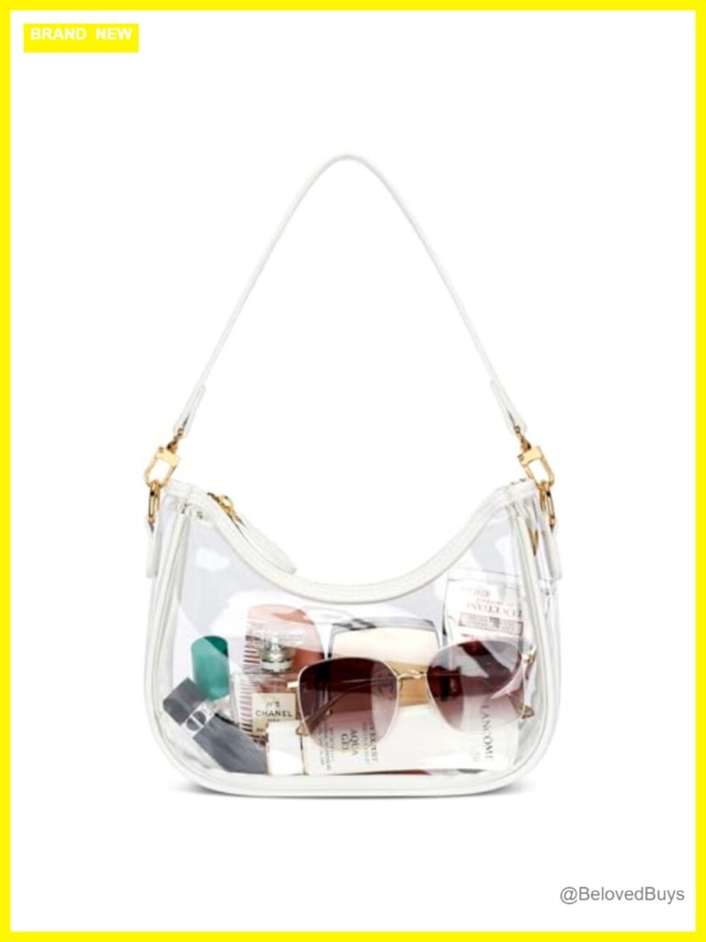 Clear PVC Hobo Shoulder Bag with Adjustable Straps